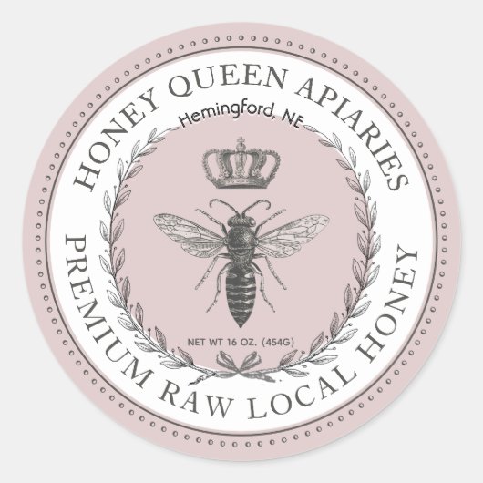 クイーンビーハニークラウン点々のあるリース縁ど ラウンドシール (正面)