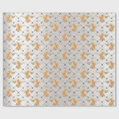 クイーンビーハニーコムグリルセピアブラックシルバーグレー ラッピングペーパー (フラット)