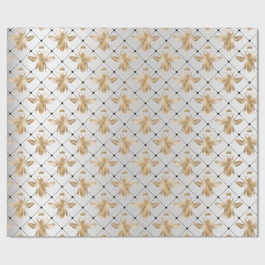 クイーンビーハニーコムグリルセピアブラックシルバーグレー ラッピングペーパー (フラット)