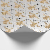 クイーンビーハニーコムグリルセピアブラックシルバーグレー ラッピングペーパー (角)