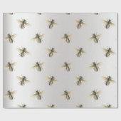 クイーンビーハニーコームメタリックブロンズグレーセピア ラッピングペーパー (フラット)