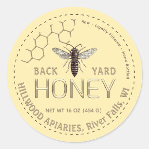 クイーンビーハニージャールラベルローバックヤードハニー ラウンドシール