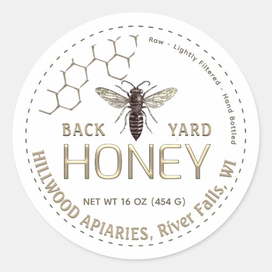 クイーンビーハニージャールラベルローバックヤードハニー ラウンドシール (正面)