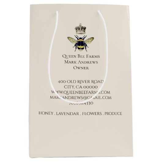 クイーンビーハニーファームと製品 ミディアムペーパーバッグ (正面)