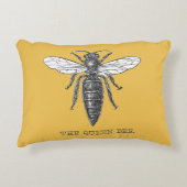 クイーンビーバグ昆虫アンティークイラストレーション アクセントクッション (正面)