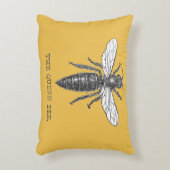 クイーンビーバグ昆虫アンティークイラストレーション アクセントクッション (正面(垂直))