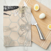 クイーンビーバグ昆虫アンティークイラストレーション キッチンタオル (四つ折り)