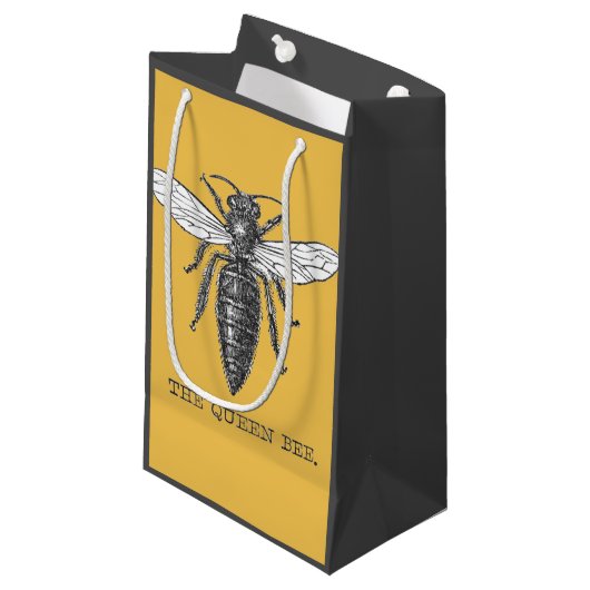 クイーンビーバグ昆虫アンティークイラストレーション スモールペーパーバッグ (正面アングル)