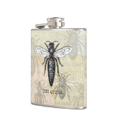 クイーンビーバグ昆虫アンティークイラストレーション フラスク (左)