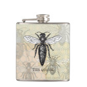 クイーンビーバグ昆虫アンティークイラストレーション フラスク (正面)