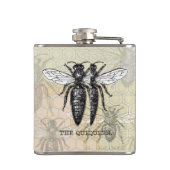 クイーンビーバグ昆虫アンティークイラストレーション フラスク (裏面)
