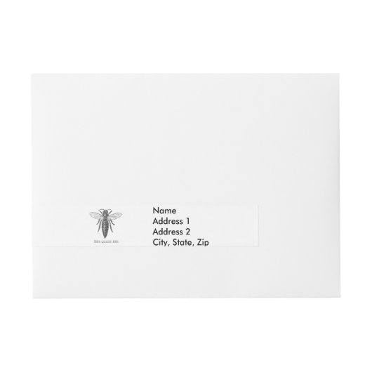 クイーンビーバグ昆虫アンティークイラストレーション ラップアラウンド宛名ラベル (正面)