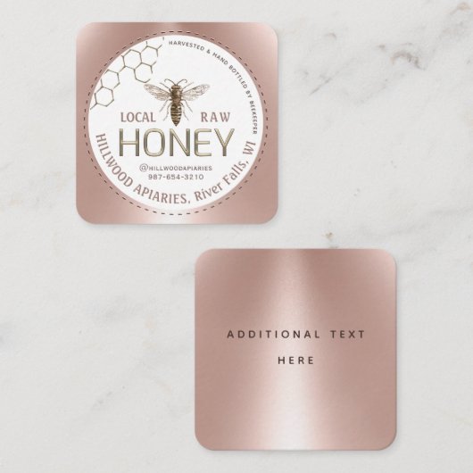 クイーンビーバラ金ゴールド養蜂家養蜂場 スクエア名刺 (正面/裏面)