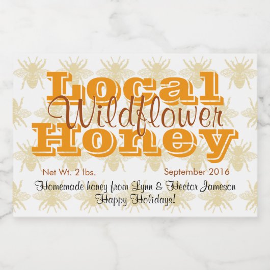 クイーンビーパターパーソナライズされたンのハニージャー フードラベル (シングルラベル)