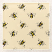 クイーンビーパターン ガラスコースター (正面)