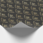 クイーンビーブラックと金ゴールドロイヤルティパターンマット ラッピングペーパー (角)