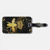 クイーンビーブラック&金ゴールド大理石ラゲージタグ ラゲッジタグ (裏面横)