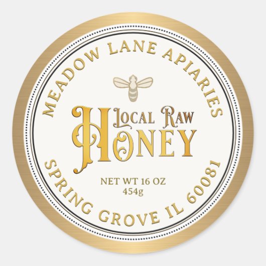 クイーンビーメタリック金ゴールド縁どヴィンテージハニーラベル ラウンドシール (正面)