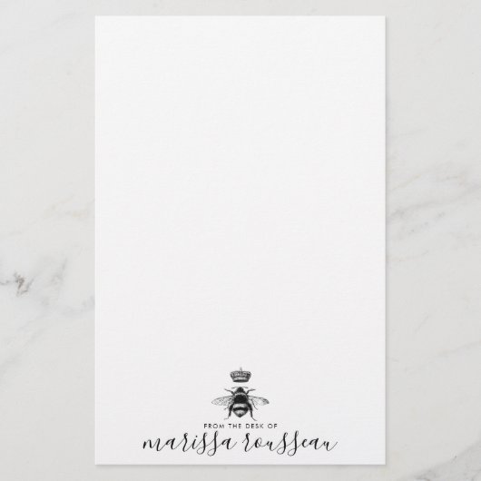 クイーンビーロゴクラウン手書きスクリプト名 便箋 (正面)