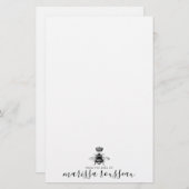 クイーンビーロゴクラウン手書きスクリプト名 便箋 (正面/裏面)