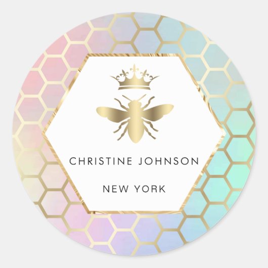 ・クイーンビーロゴクラシックラウンドステッカー ラウンドシール (正面)