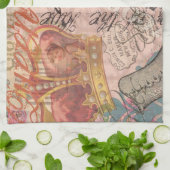 クイーンビーヴィンテージビューティフルコラージュ キッチンタオル (折り畳み)