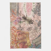 クイーンビーヴィンテージビューティフルコラージュ キッチンタオル (縦)