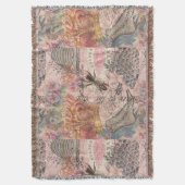 クイーンビーヴィンテージビューティフルコラージュ スローブランケット (正面縦)