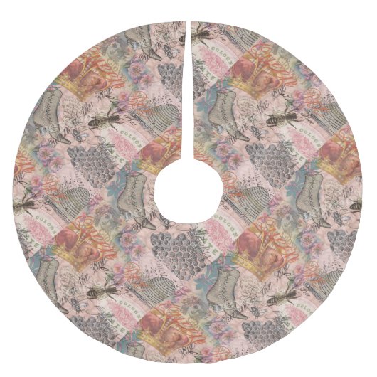 クイーンビーヴィンテージビューティフルコラージュ ブラッシュドポリエステルツリースカート (正面)