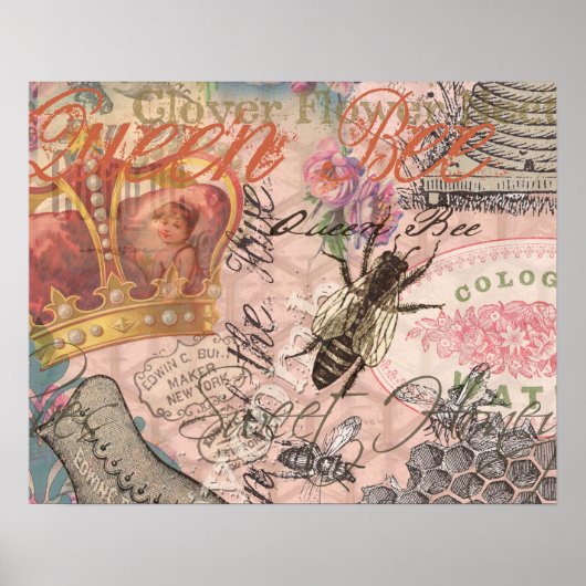 クイーンビーヴィンテージビューティフルコラージュ ポスター (正面)