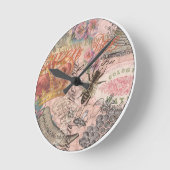 クイーンビーヴィンテージビューティフルコラージュ ラウンド壁時計 (傾斜)