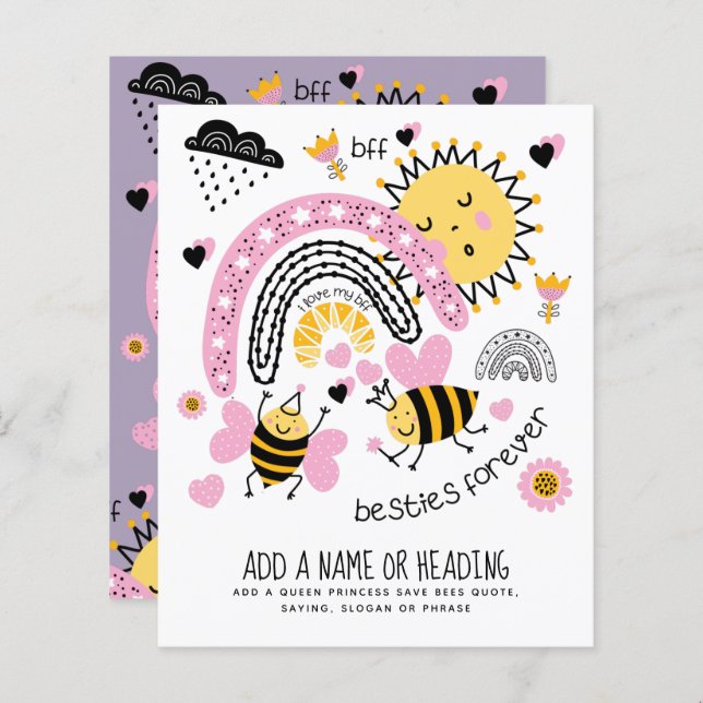 クイーンビー最高のズフレンズ永遠にかわいいBFFの女の子 (正面/裏面)