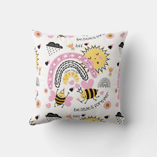 クイーンビー最高のズフレンズ永遠にかわいいBFFの女の子 クッション (裏面)