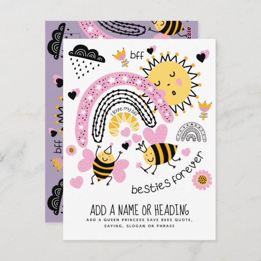 クイーンビー最高のズフレンズ永遠にかわいいBFFの女の子 ポストカード (正面/裏面)
