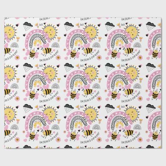 クイーンビー最高のズフレンズ永遠にかわいいBFFの女の子 ラッピングペーパー (フラット)