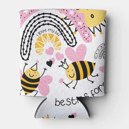 クイーンビー最高のズフレンズ永遠にかわいいBFFの女の子 缶クーラー (正面)