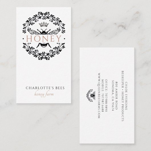 クイーンビー白黒金ゴールドビーキーパーハニーアピール 名刺 (正面/裏面)