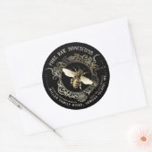 クイーンビー華美金ゴールドフレームハニカムラベルブラック ラウンドシール (封筒)