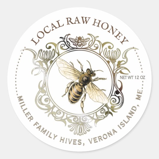 クイーンビー華美金ゴールドフレーム生はちみつ ラウンドシール (正面)