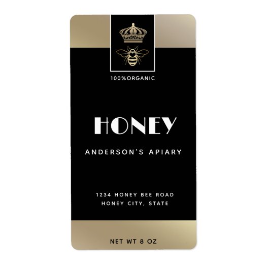 クイーンビー金ゴールドミニマリスト蜂蜜 ラベル (正面)