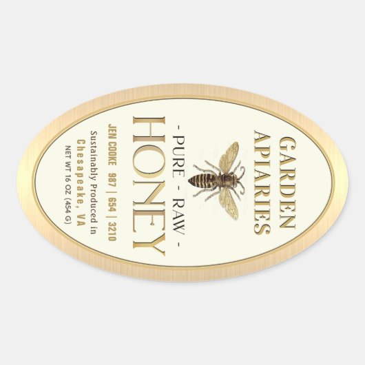 クイーンビー16オズクイーンラインジャールローハニー金ゴールド 楕円形シール (正面)