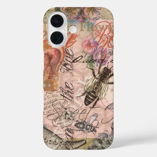クイーンビー ビンテージ コラージュ Case-Mate iPhoneケース (裏面)