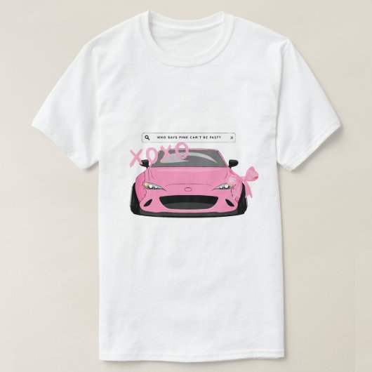 クイーンピンクスポーツカーTシャツ Tシャツ (デザイン正面)