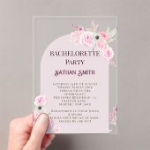 クイーンピンクフローラアーチサマーバチェロレッテ アクリル招待状 (インサイチュ (ポータブル))
