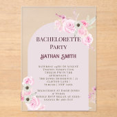 クイーンピンクフローラアーチサマーバチェロレッテ アクリル招待状 (正面)