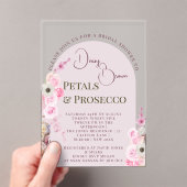 クイーンピンクフローラアーチサマーブライダルシャワー アクリル招待状 (インサイチュ (ポータブル))