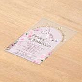 クイーンピンクフローラアーチサマーブライダルシャワー アクリル招待状 (レイダウン)