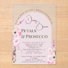 クイーンピンクフローラアーチサマーブライダルシャワー アクリル招待状