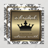 クイーンブライダルシャワー招待-黒と金ゴールド 招待状 (正面/裏面)
