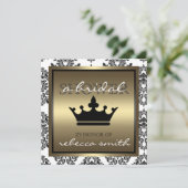 クイーンブライダルシャワー招待-黒と金ゴールド 招待状 (スタンド正面)